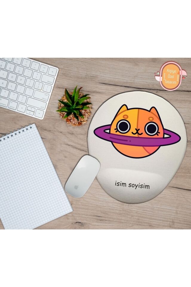 Kişiye Özel Satürn Baskılı Bilek Destekli Mouse Pad