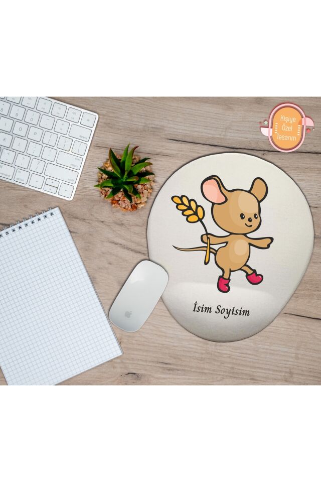 Kişiye Özel Fare Başak Bitkisi Temalı Mouse Pad Bilek Destekli