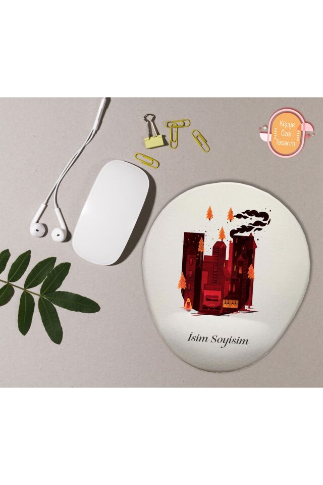 Kişiye Özel Desenli Harf Temalı Mousepad Bilek Destekli Ü Harfi