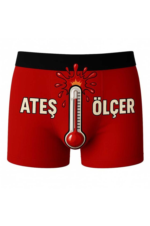 Baskılı Erkek Boxer (Ateş Ölçer -Kırmızı)